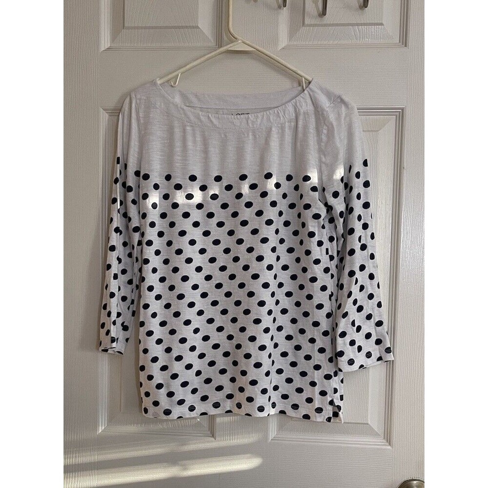 Loft Outlet Women’s Top. Black & White Polka Dot.  Small. 100% Cotton